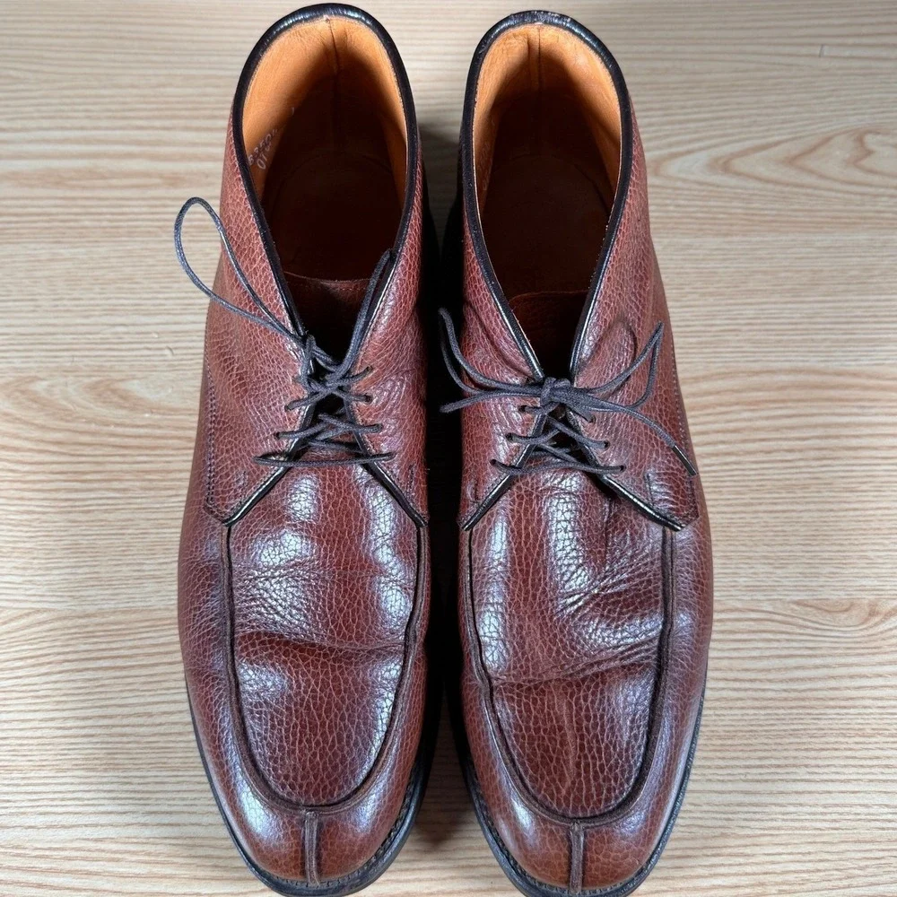 Allen Edmonds Worthington Brown Pebble Grain Leather SplitToe Chukka Boots 9.5AA